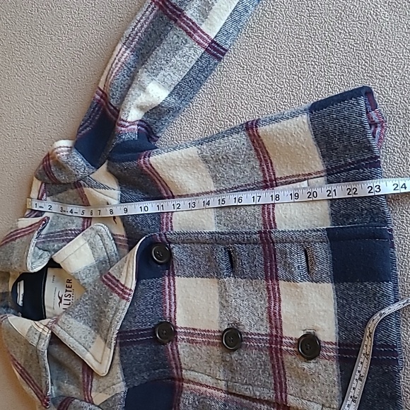 Hollister Women's Wool Blend Coat/ Double Breasted Plaid Short Jacket Size XS - Picture 8 of 13